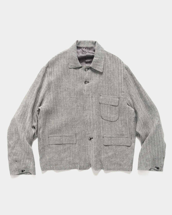 haven Linen Silk Herringbone - Short Blouson Black