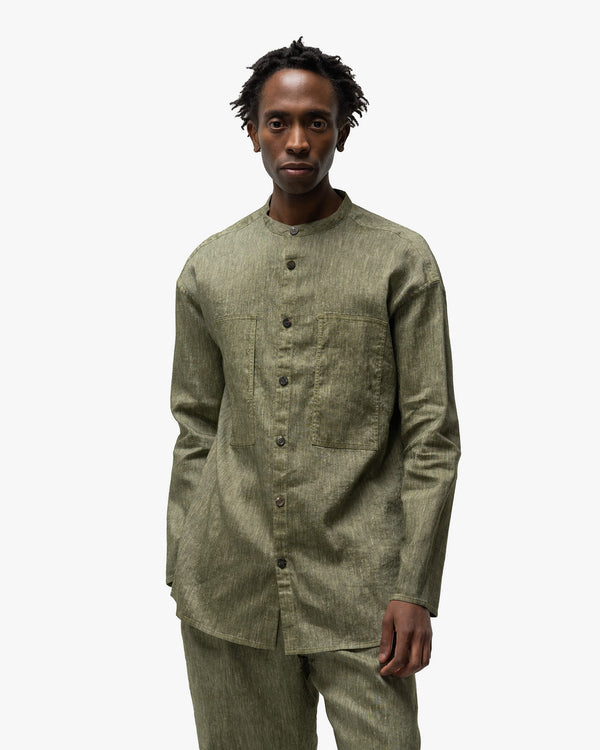 Haven Linen Wool Light Garment Dye Shirt Green