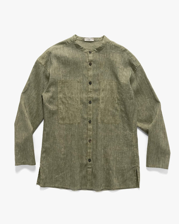 haven Linen Wool Light Garment Dye Shirt Green