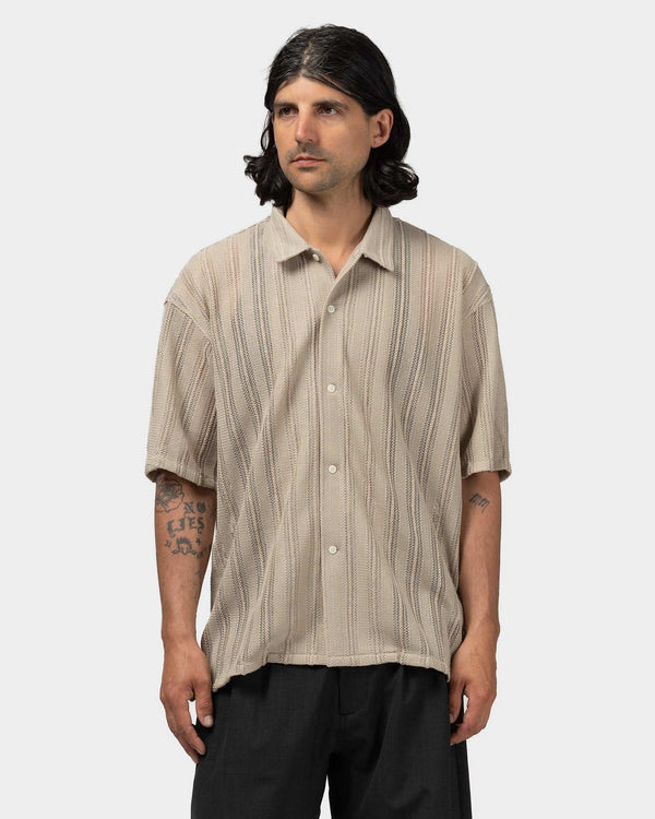 Haven Mesh Open Collar Shirt Sand