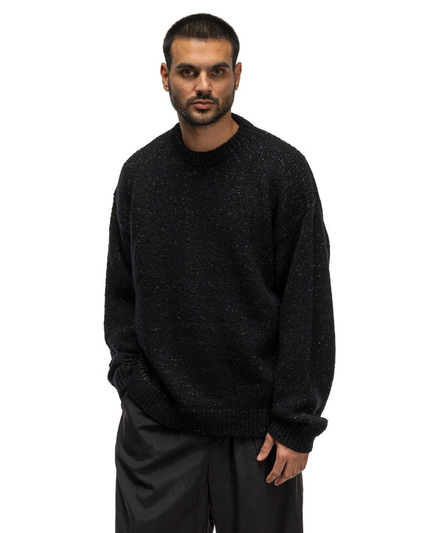 Haven Nylon Tape Covering Wool Sweater Black