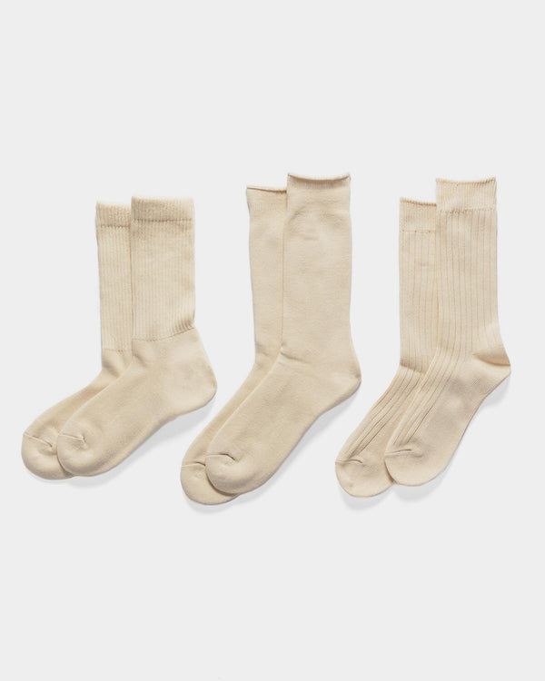 haven Organic Daily 3 Pack Crew Socks Ecru