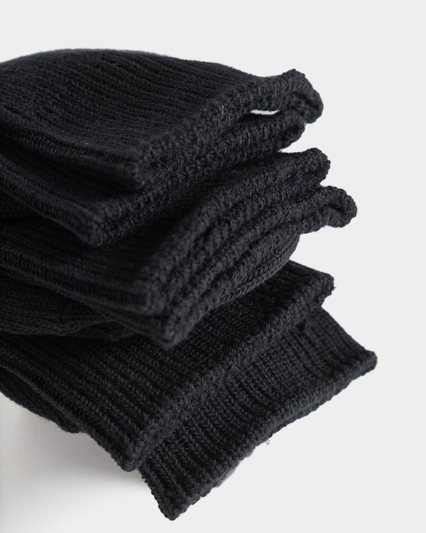 Haven Organic Daily 3 Pack Ribbed Crew Socks Black