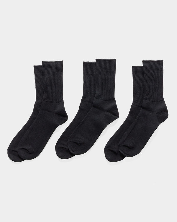 Haven Organic Daily 3 Pack Ribbed Crew Socks Black