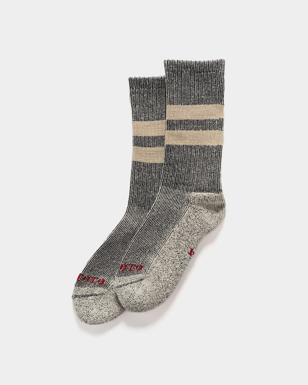 Haven Pile Stripe Marl Socks Black/Beige