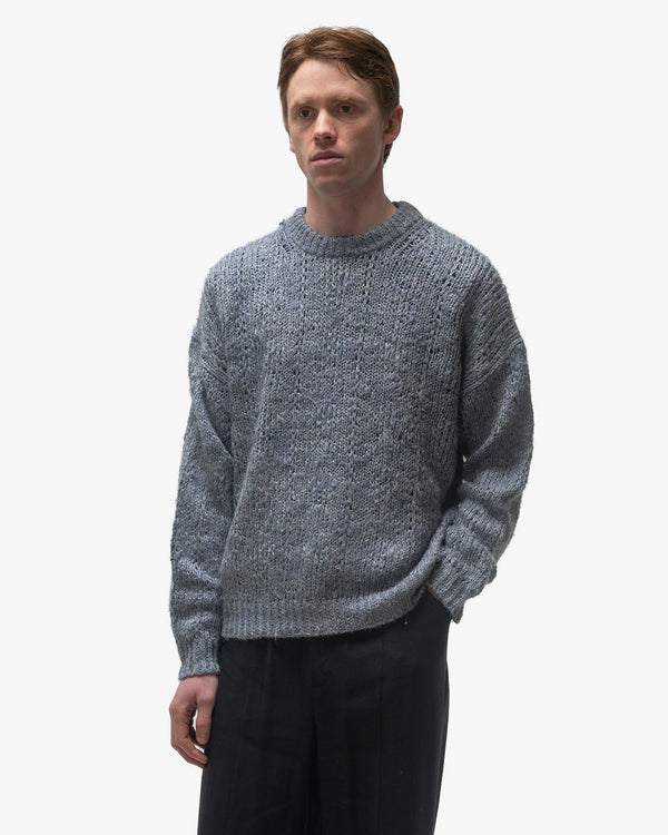 Haven Silk Linen Crewneck Sweater Blue