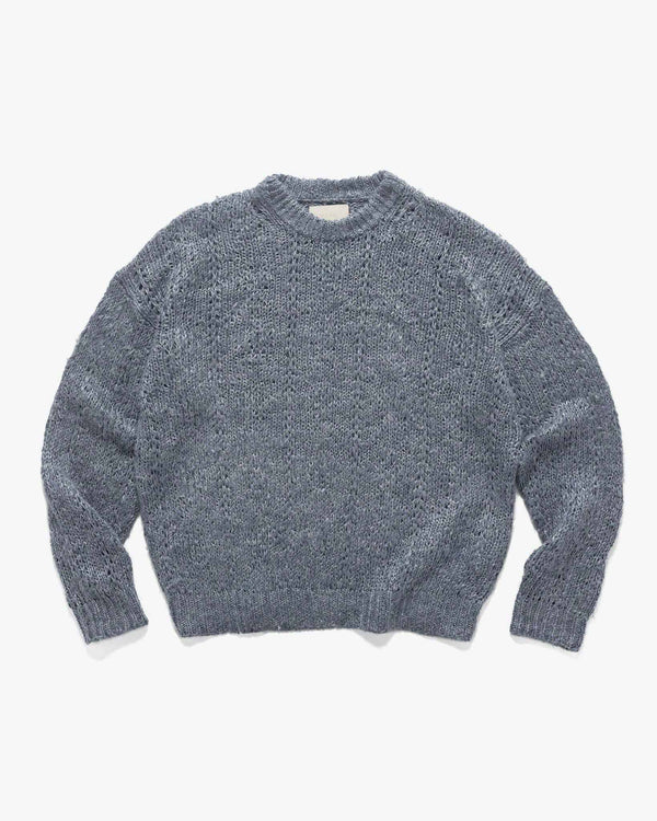 haven Silk Linen Crewneck Sweater Blue