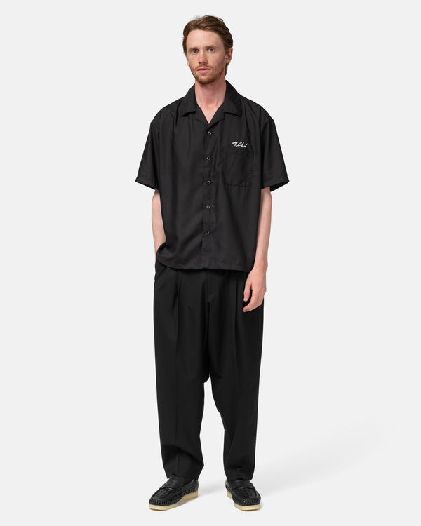 Haven Solid-Color Hawaiian Shirt SS Black