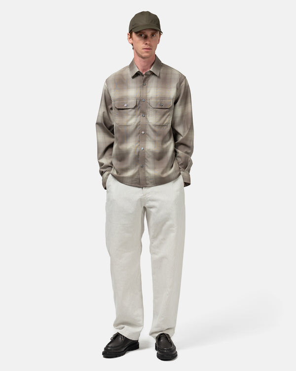 Haven Travail Shirt - Super 140 Wool Brown Plaid