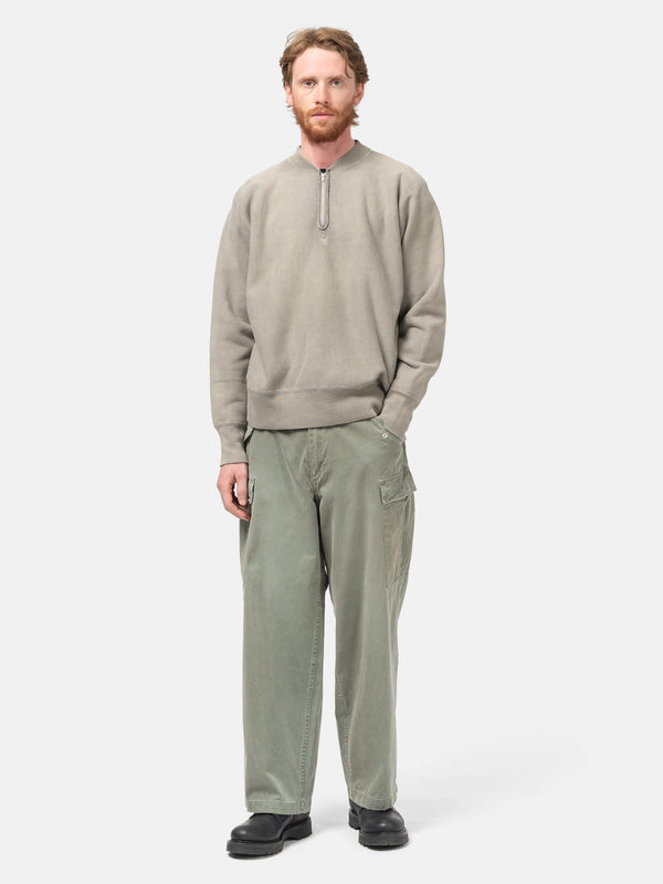 Haven Vintage Half Zip Rib Collar Sweatshirt Gray