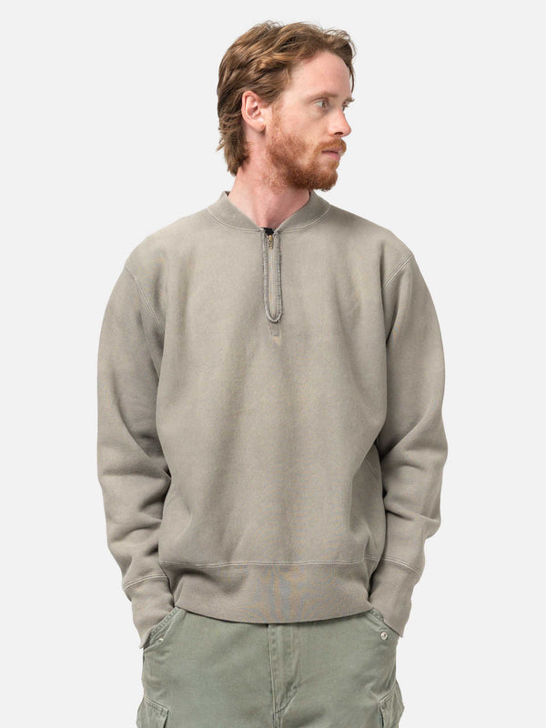 Haven Vintage Half Zip Rib Collar Sweatshirt Gray