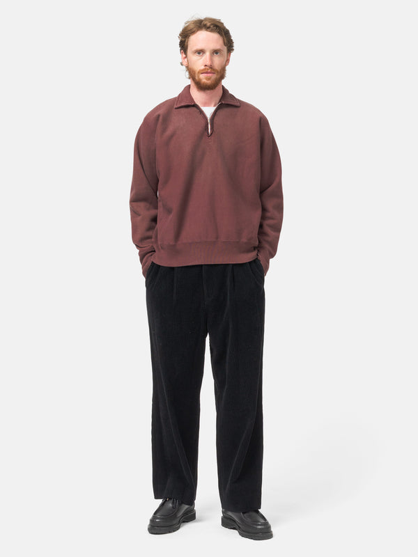Haven Wool Corduroy Wide Tapered Trousers Black