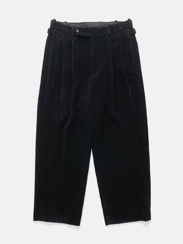 haven Wool Corduroy Wide Tapered Trousers Black