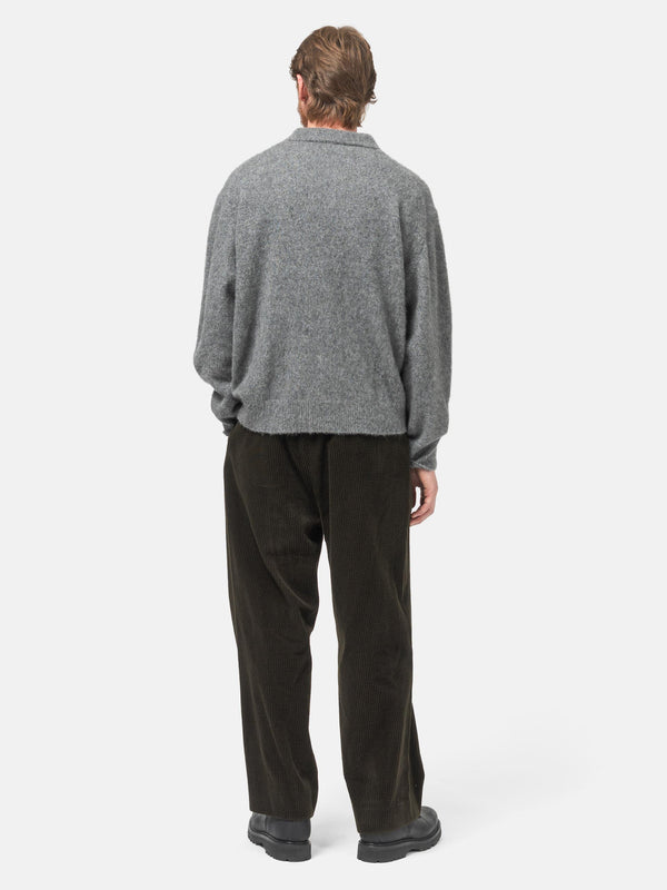 Haven Wool Corduroy Wide Tapered Trousers Khaki