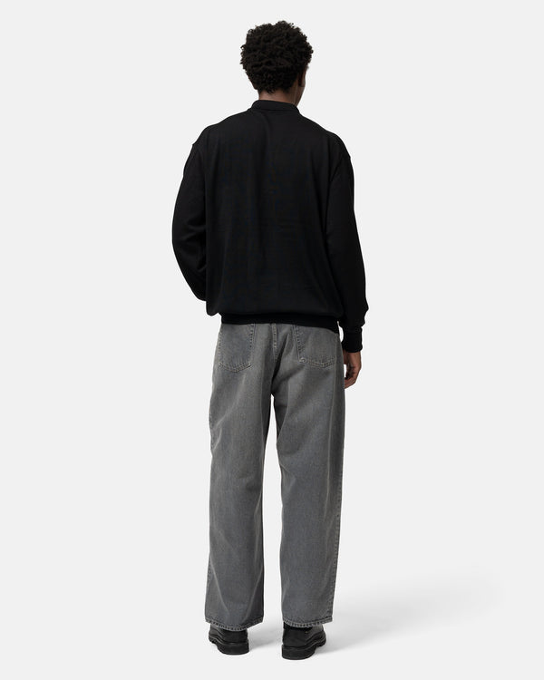 Haven Wool Knit L/S Polo Shirts Black