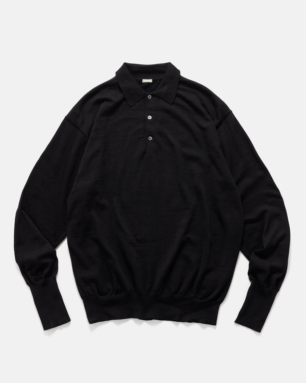 haven Wool Knit L/S Polo Shirts Black