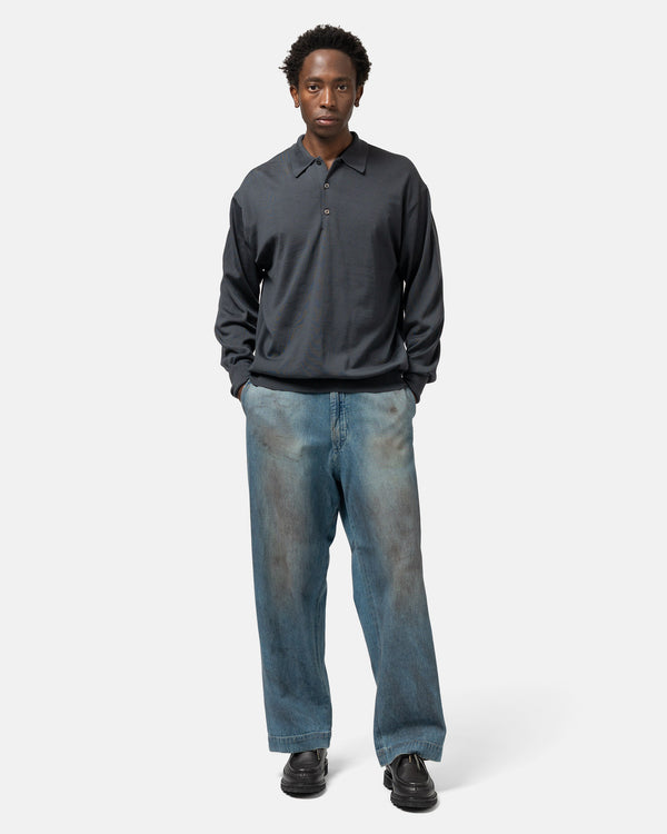 Haven Wool Knit L/S Polo Shirts Gray