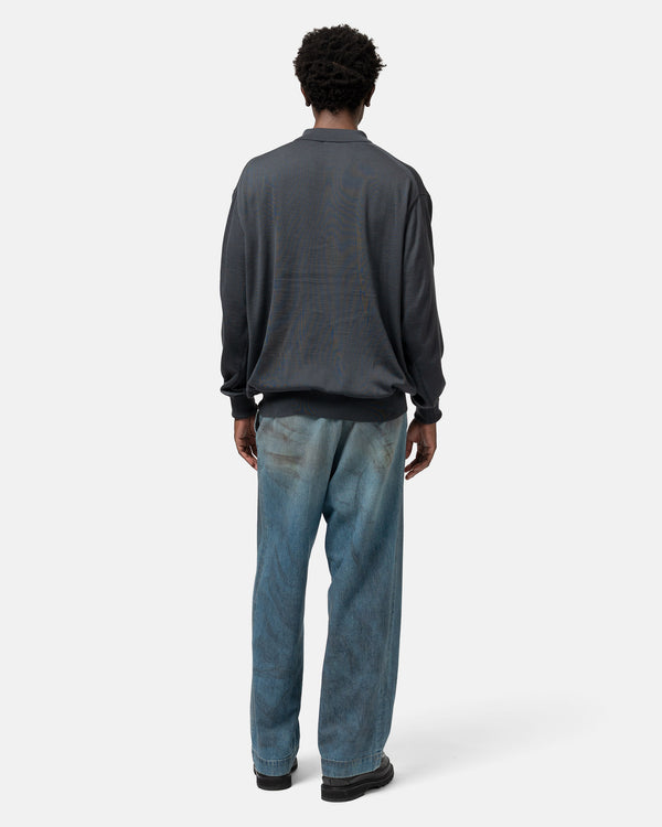 Haven Wool Knit L/S Polo Shirts Gray