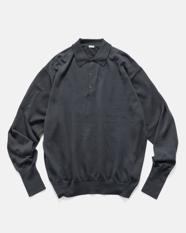 haven Wool Knit L/S Polo Shirts Gray