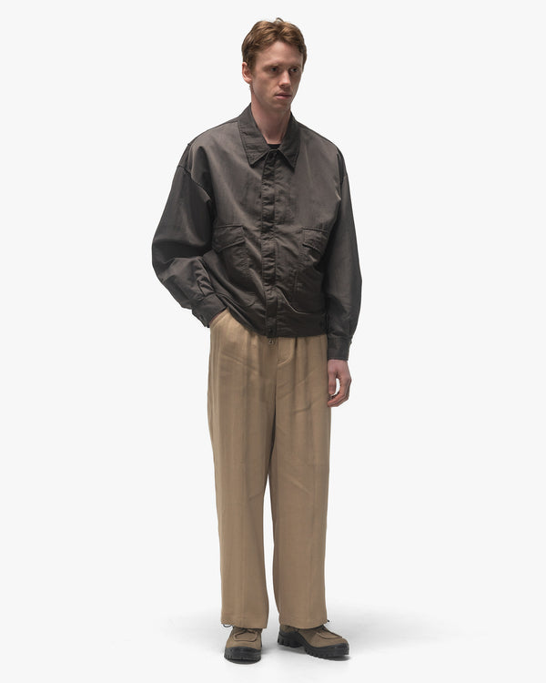 Haven Linen Acetate Front Gather Wide Trousers Beige
