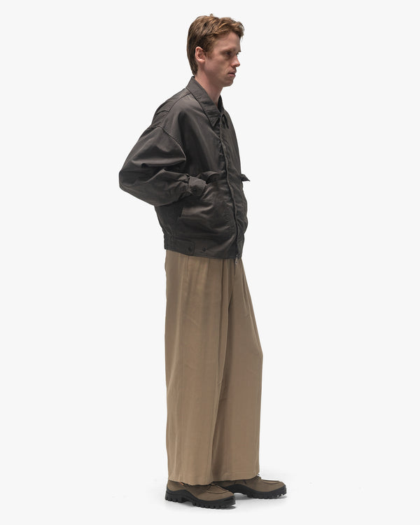Haven Linen Acetate Front Gather Wide Trousers Beige