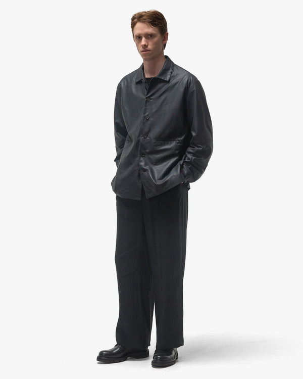 Haven Linen Acetate Front Gather Wide Trousers Black