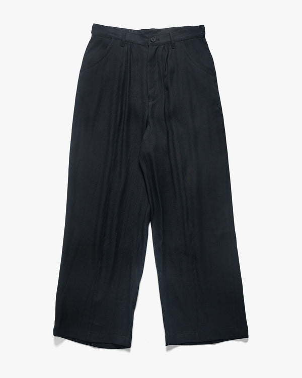 haven Linen Acetate Front Gather Wide Trousers Black
