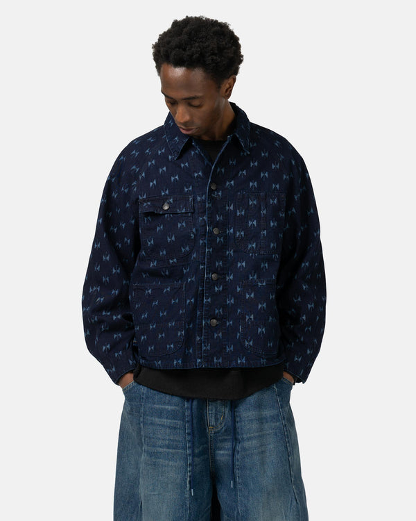 Haven Short Coverall - 9oz Printed Indigo Kasuri Papillon