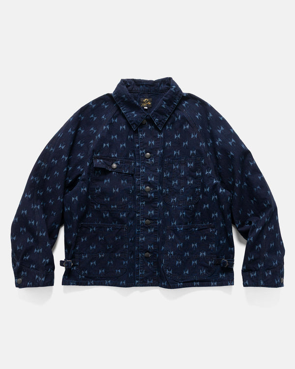 haven Short Coverall - 9oz Printed indigo Kasuri Papillon