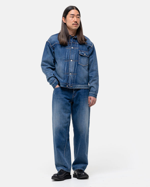 Haven Single Pocket Denim Jacket (Real Indigo) Medium Dark Blue Damage