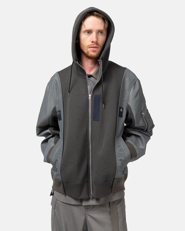 Haven Sponge Sweat X Nylon Twill Hoodie Charcoal Grey