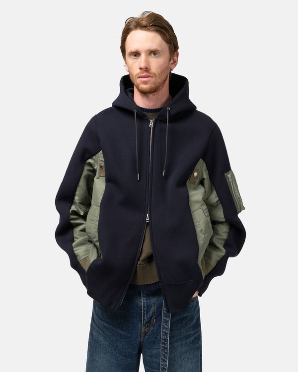 Haven Sponge Sweat X Nylon Twill Hoodie Navy X Khaki