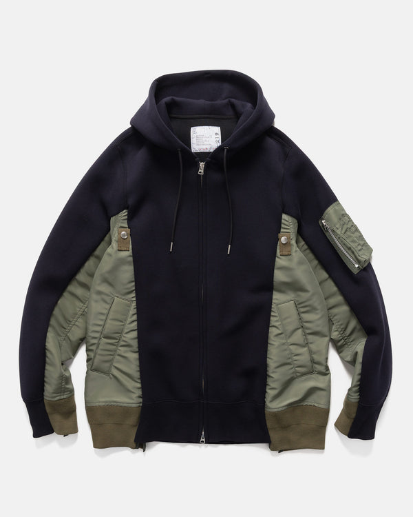 haven Sponge Sweat x Nylon Twill Hoodie Navy x Khaki