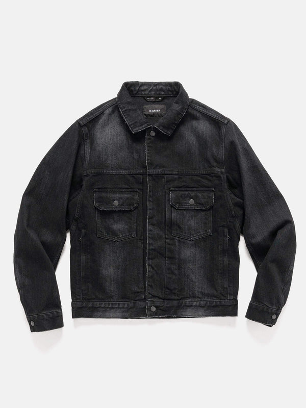 haven Station Jacket - Suvin Cotton Denim Washed Black