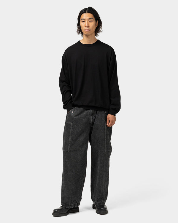 Haven Wool Cotton High Gauge Crew Neck Sweater Black