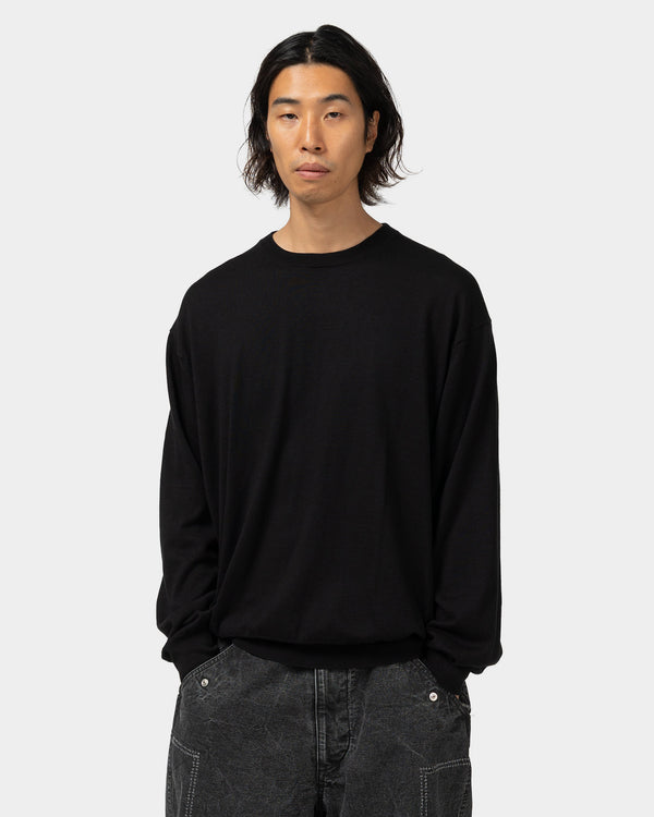 Haven Wool Cotton High Gauge Crew Neck Sweater Black