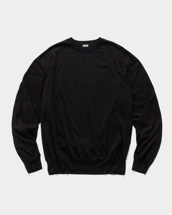 haven Wool Cotton High Gauge Crew Neck Sweater Black