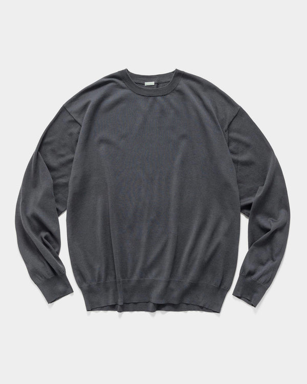 haven Wool Cotton High Gauge Crew Neck Sweater Gray