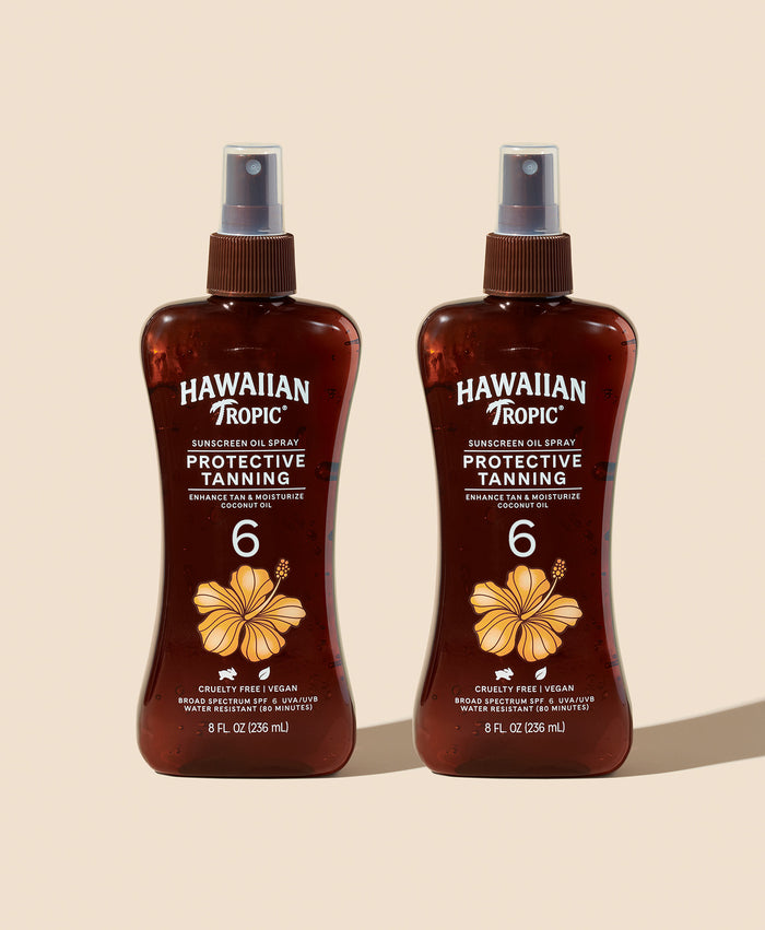 hawaiian tropic Island Tanning Oil Pump Spray SPF 6 - 2 Pack