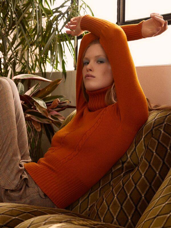 hawico Hayes Cable Knit Roll Collar Women Jumper