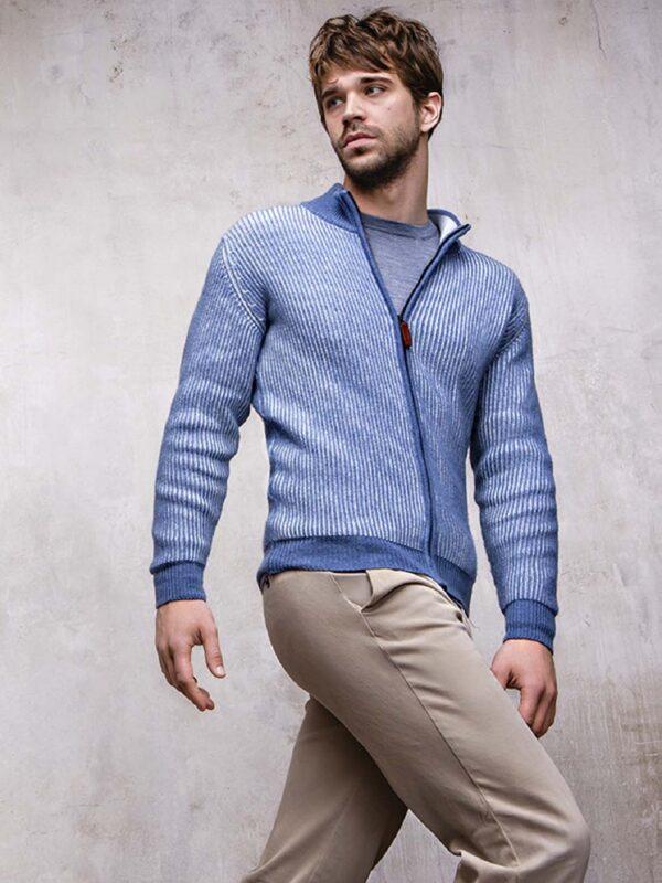 hawico Ilverston Two Tone Ribbed Cardigan Men Cardigans