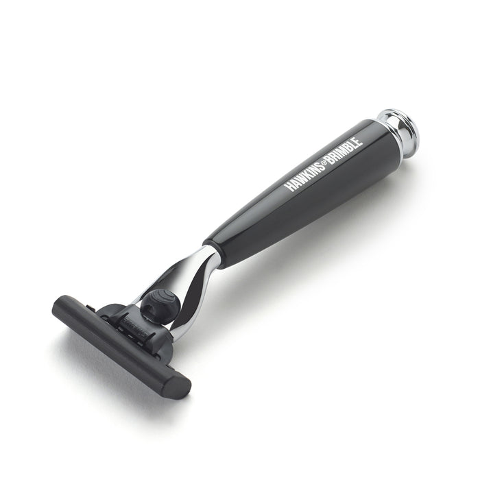 Hawkins & Brimble Black Handle Razor Featuring Gillette Mach3 Blade Shaving