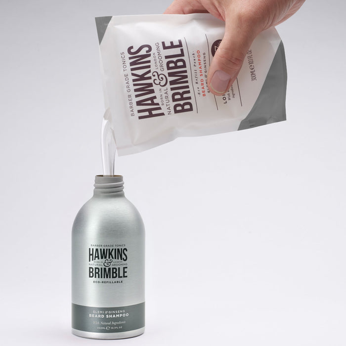 Hawkins & Brimble Eco-Refillable Beard Shampoo + Beard Balm Bundle