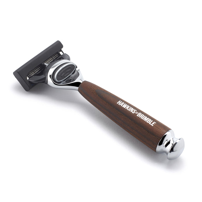 Hawkins & Brimble Wood Handle Razor With Gillette ProGlide Fusion Blade Shaving