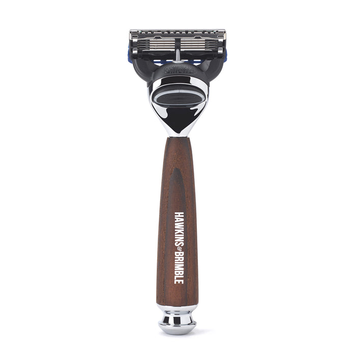 Hawkins & Brimble Wood Handle Razor With Gillette ProGlide Fusion Blade Shaving