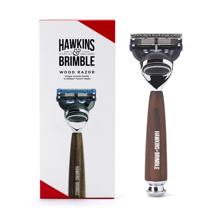 hawkins & brimble Wood Handle Razor with Gillette ProGlide Fusion Blade Shaving