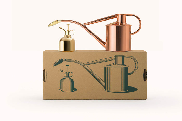 haws Copper Rowley Ripple & Brass Smethwick Spritzer Copper Watering Can and Spritzer Bundle