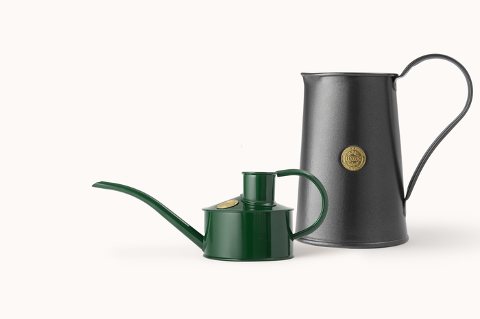 haws The Fazeley Flow - Plants and Flowers Set - Green & Graphite - One Pint Indoor Metal Watering Can and Jug Bundle