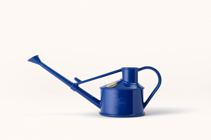 Haws The Langley Sprinkler - Houseplant Set - Blue & Brass Indoor Plastic Watering Can And Spritzer Bundle