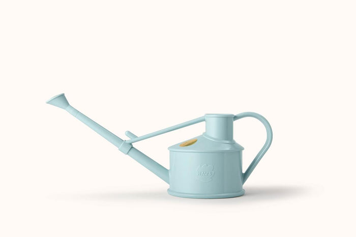 Haws The Langley Sprinkler - Houseplant Set - Duck Egg Blue & Brass Indoor Plastic Watering Can And Spritzer Bundle
